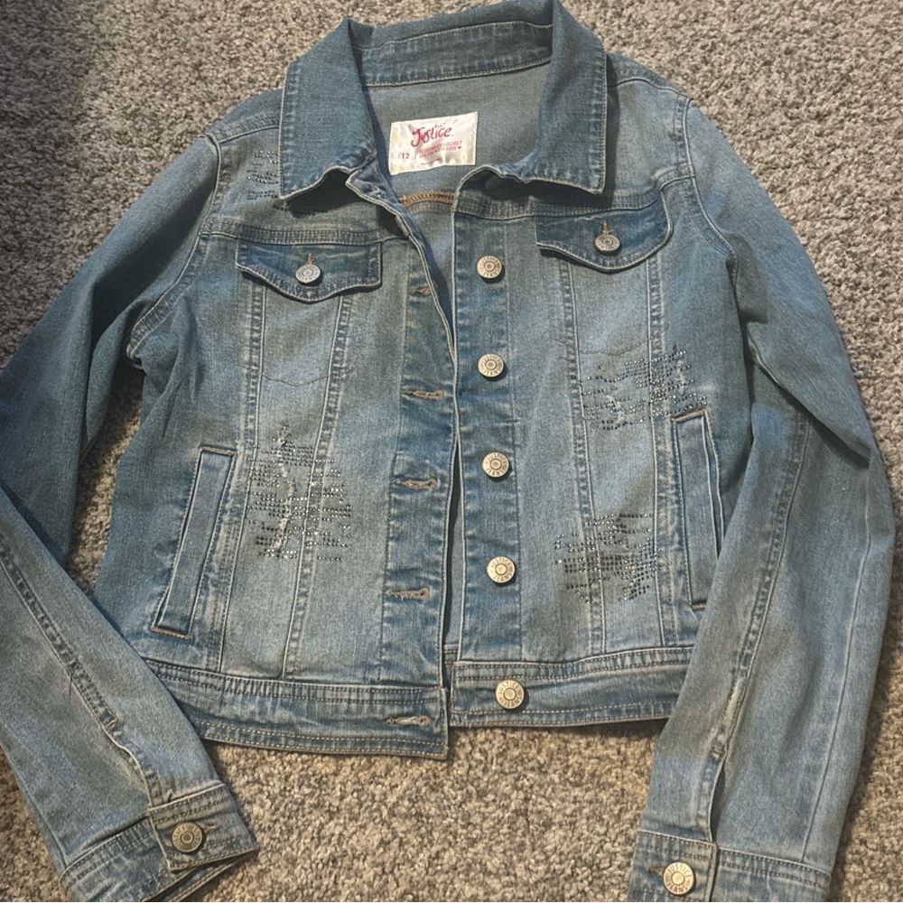 Girls denim jacket with embellishment detail